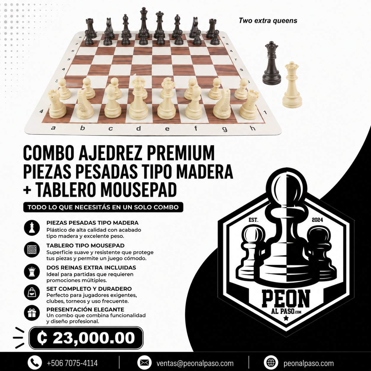 Combo set tipo madera con tablero mousepad